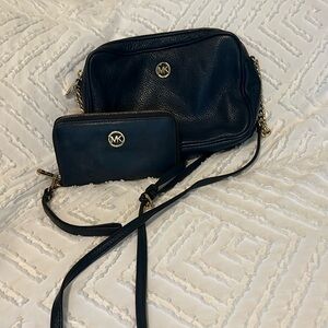 2 Piece - Matching Michael Kors Dark Navy Blue Purse and Wallet
